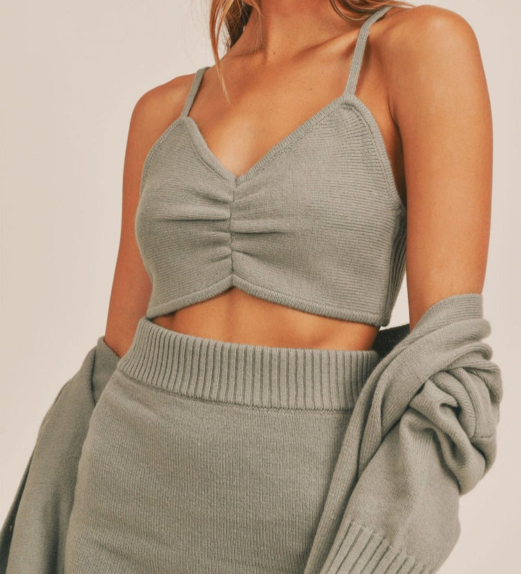 COZY SET OLIVE (CAMI/SKIRT/CARDIGAN)