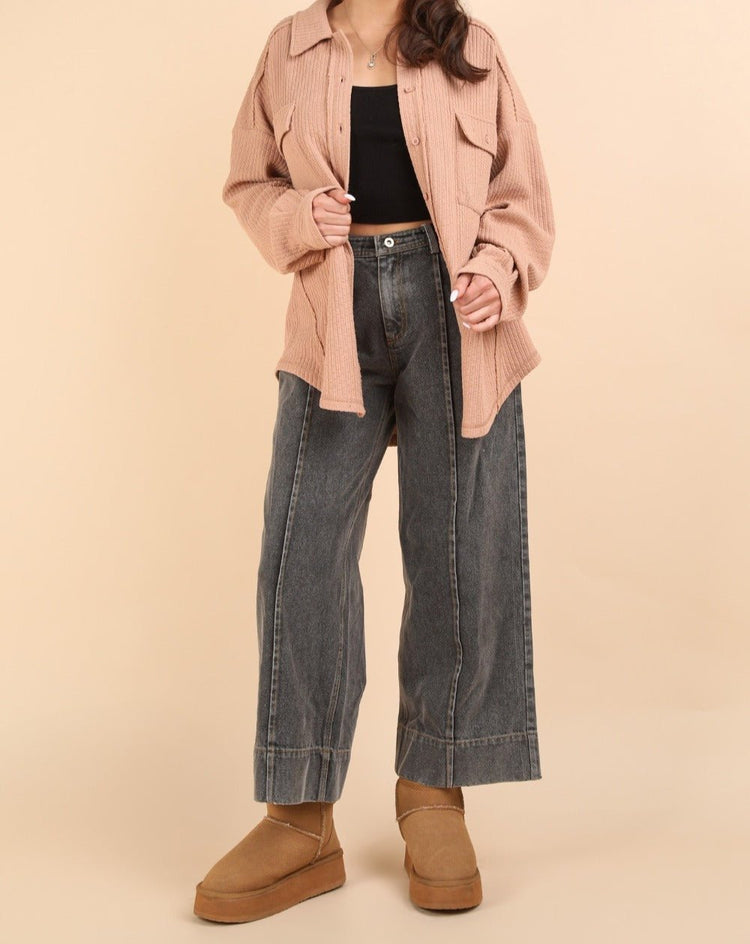 TEXTURED KNIT SHACKET