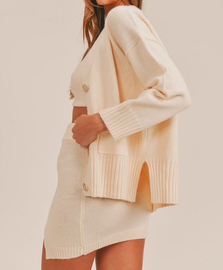 COZY SET IVORY (CAMI/SKIRT/CARDIGAN)