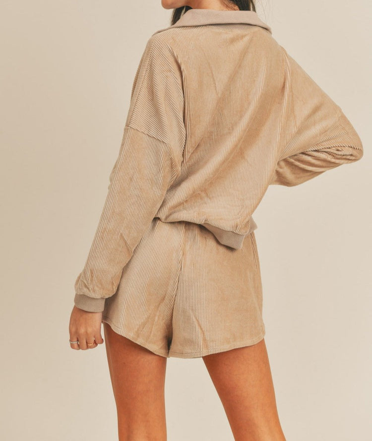 CORDUORY SET (HALF ZIP/SHORTS)