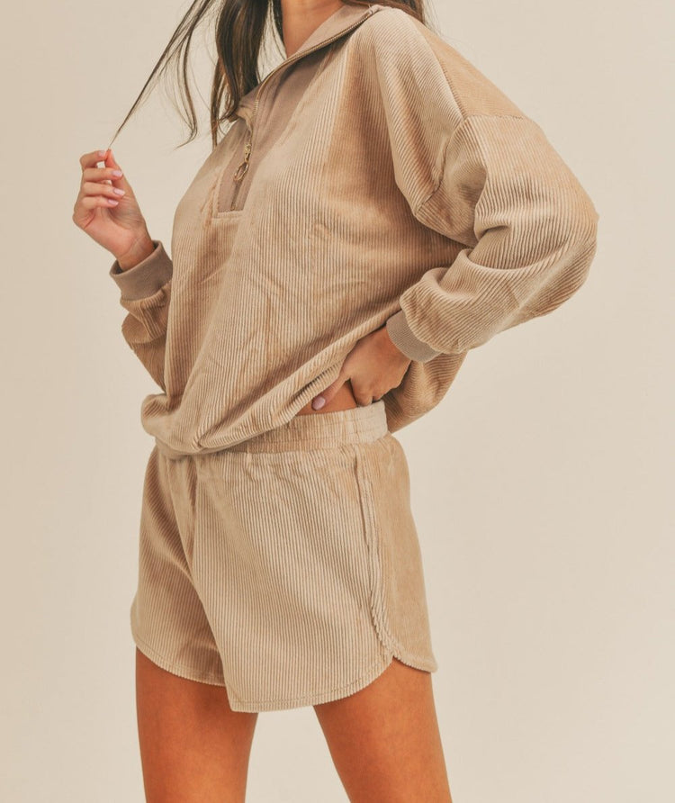 CORDUORY SET (HALF ZIP/SHORTS)