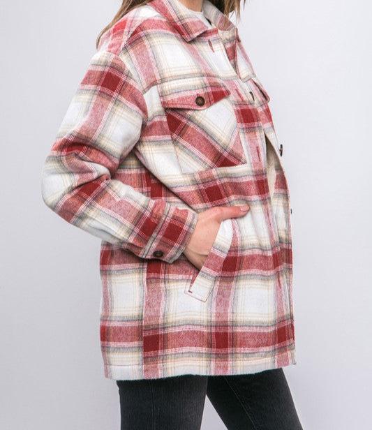 PLAID JACKET WITH SHERPA LINING