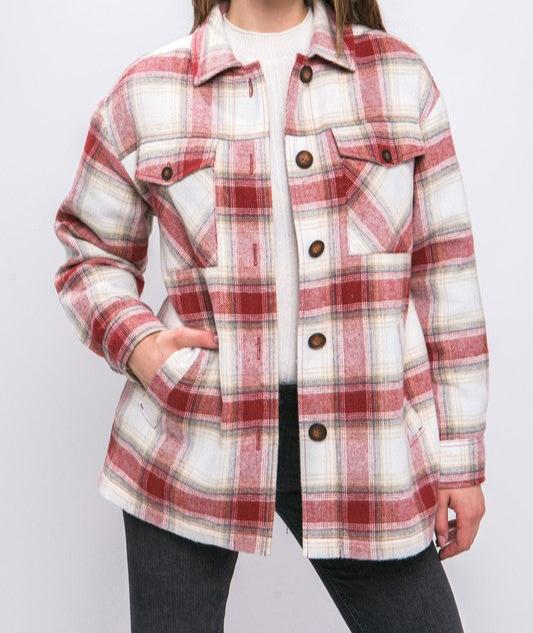 PLAID JACKET WITH SHERPA LINING