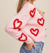 KNIT CROPPED HEART CARDIGAN
