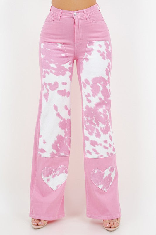 HIGH RISE WIDE LEG JEAN IN RODEO PINK