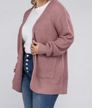 PLUS WAFFLE CARDIGAN SWEATER