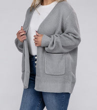 PLUS WAFFLE CARDIGAN SWEATER