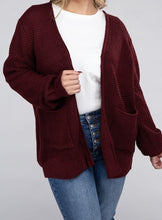 PLUS WAFFLE CARDIGAN SWEATER