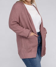 PLUS WAFFLE CARDIGAN SWEATER