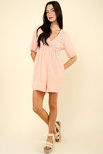 WOVEN PUFF SLEEVE ROMPER
