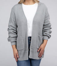 PLUS WAFFLE CARDIGAN SWEATER