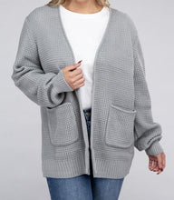 PLUS WAFFLE CARDIGAN SWEATER