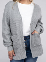 PLUS WAFFLE CARDIGAN SWEATER