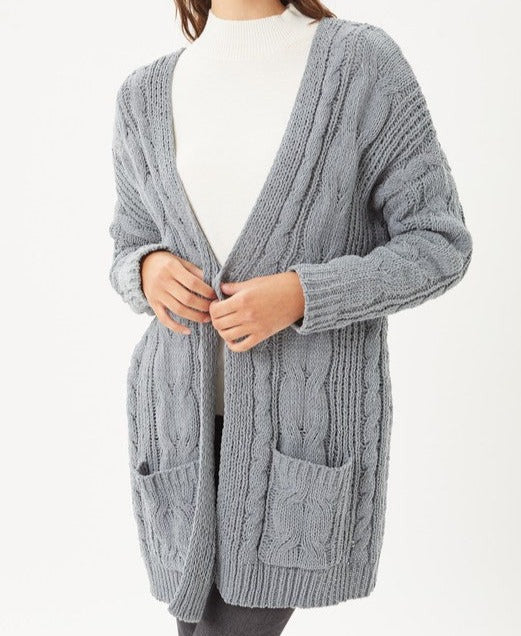 DELILAHS OVERSIZED CABLE KNIT CARDIGAN