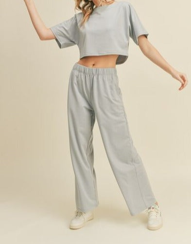 CROP TOP AND WIDE LEG LOUNGE SET (S-3XL)